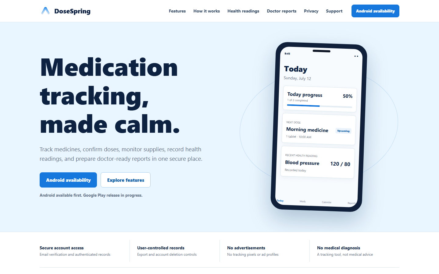 DoseSpring Medication and Health Tracking project screenshot